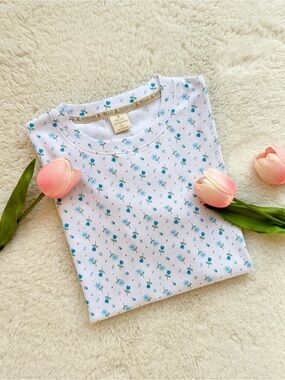 Hello Athenas Women’s Floral Print Pima Cotton Tee Short Sleeve Small